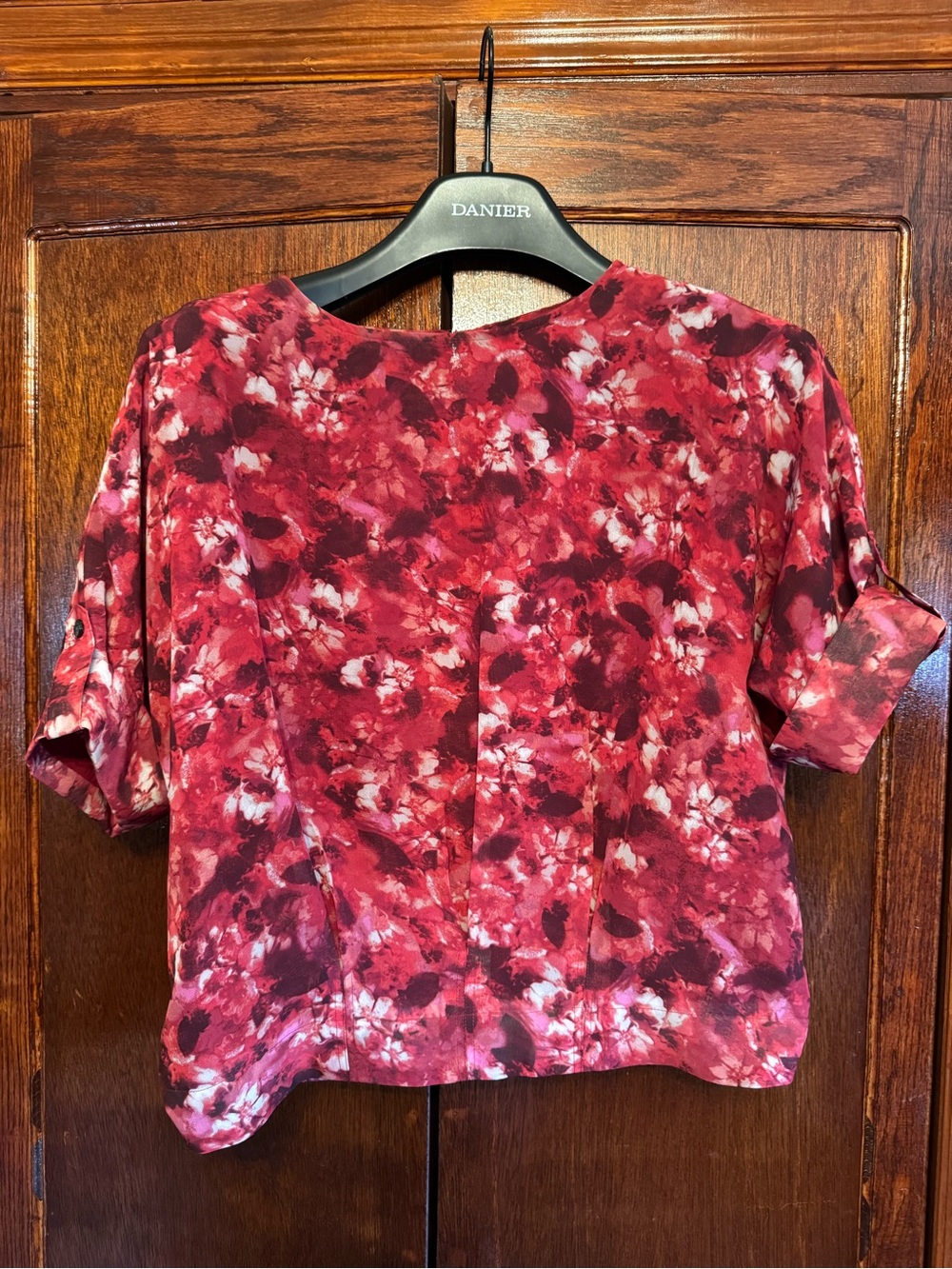 Red Floral Short Sleeve Blouse